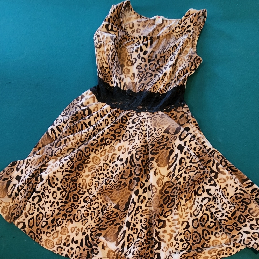 Dress Brown/Gold shimmer Leopard Print DerekHeart